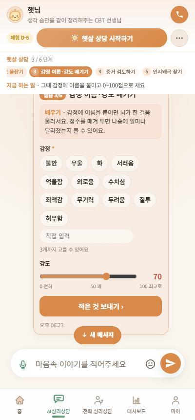 3단계 — 감정 고르고 강도 매기기
